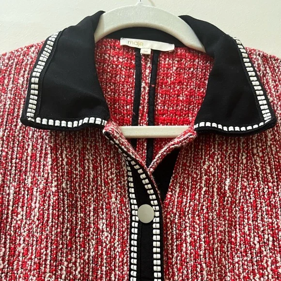 Maje Renati Tweed Dress in Rouje, FR Size 36 (US S) - Picture 9 of 16